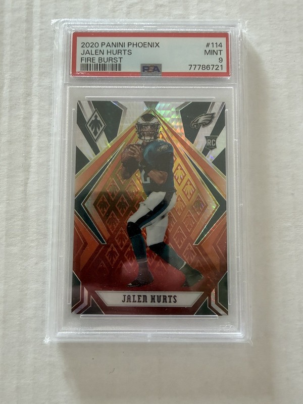 2020 Panini Phoenix Rookie Jalen Hurts #114 Fire Burst RC PSA 9