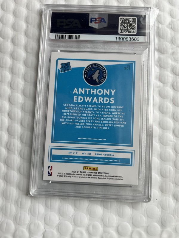 2020 Donruss Choice #201 Anthony Edwards PSA 9 Rated Rookie view 2