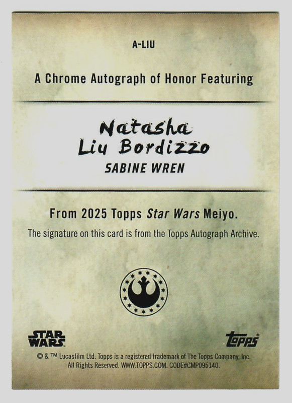 NATASHA LIU BORDIZZO SABINE WREN PSA 10 2025 Star Wars Meiyo Auto #A-LIU 015/200 view 2