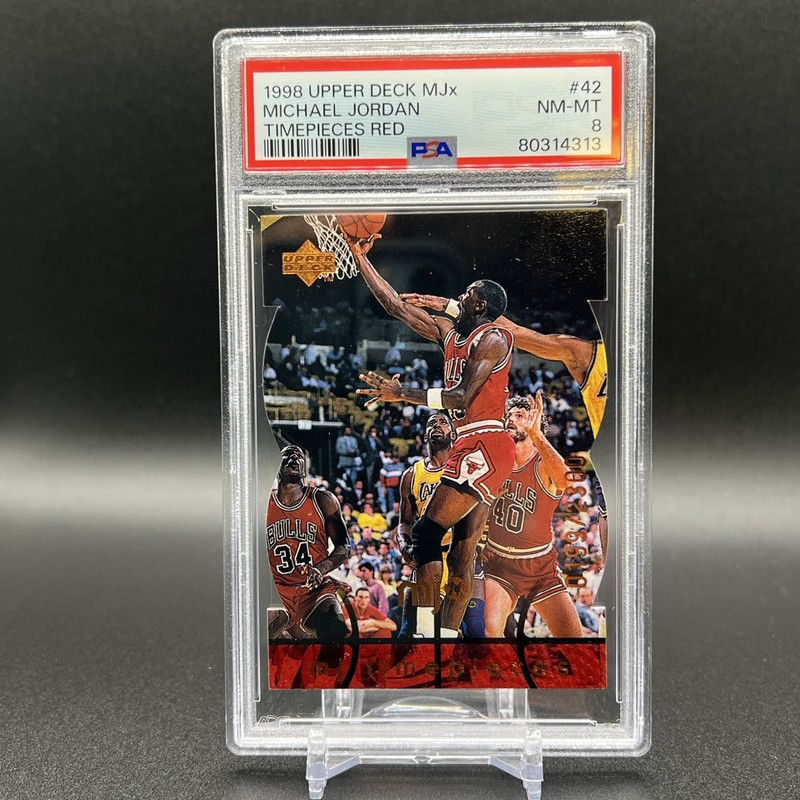 1998 UPPER DECK MJX TIMEPIECES RED #42 MICHAEL JORDAN 199/2300 PSA 8 BULLS
