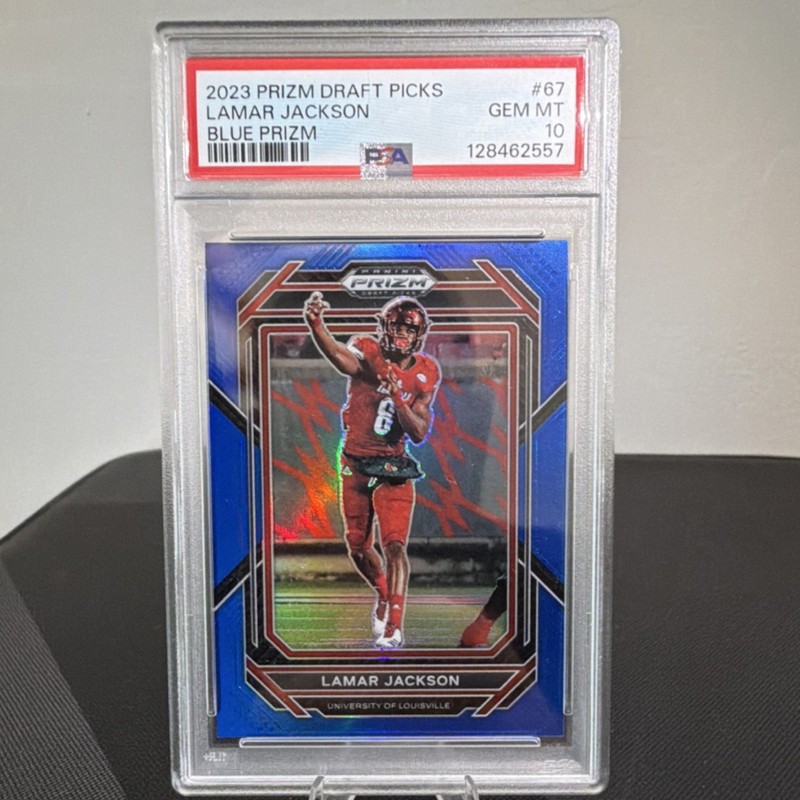 2023 prizm draft Lamar Jackson POP 1! Blue Prizm #67 /199 PSA 10 