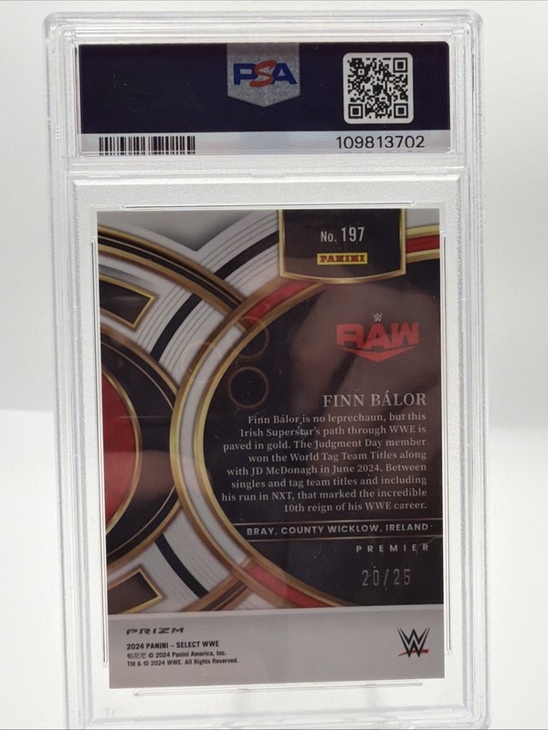2024 Panini Select WWE - Premier Level Finn Balor #197 Tie-Dye Prizm /25 PSA 10 view 2