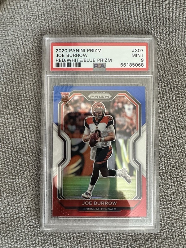 2020 Panini Prizm Red White Blue Joe Burrow PSA 9