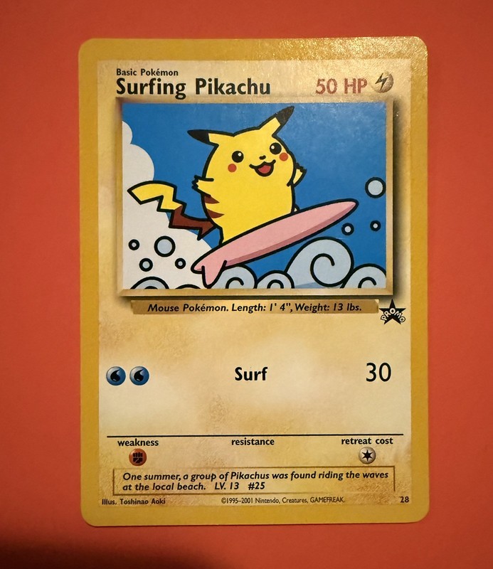 Surfing Pikachu Black Star Promo #28 Rare Vintage NM