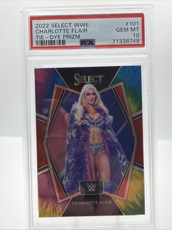 2022 Panini Select WWE - Premier Level Charlotte #101 Tie-Dye Prizm /25 PSA 10