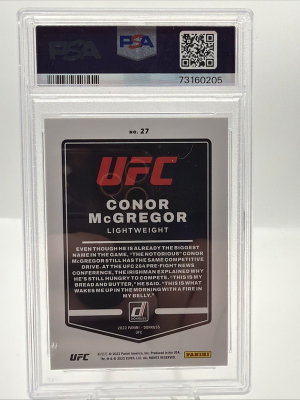 2022 Donruss UFC - Conor McGregor #27 Purple Flood PSA 10 view 2