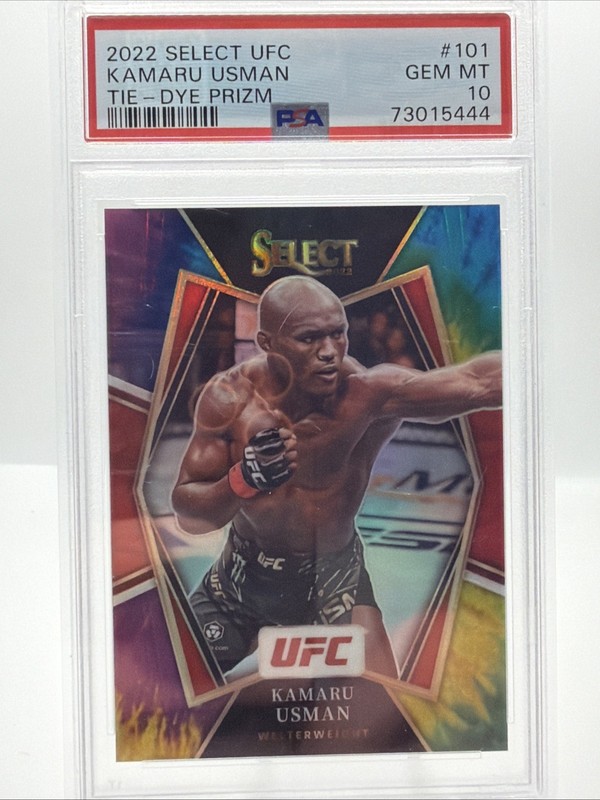 2022 Panini Select UFC -Premier Level Kamaru Usman #101 Tie-Dye Prizm /25 PSA 10