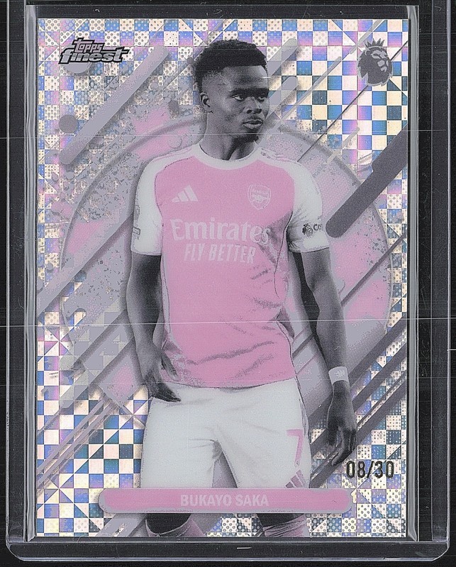 2025 Topps Finest Premier League Bukayo Saka #207 Rare Pearl Checkerboard /30