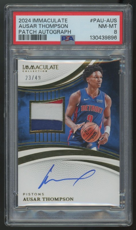 2024-25 Panini Immaculate Ausar Thompson Blue Patch Auto /49 #PAU-AUS PSA 8