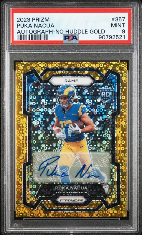 2023 Prizm Puka Nacua No Huddle Gold Auto RC /10 PSA 9 POP 3 Rams Rookie 🔥