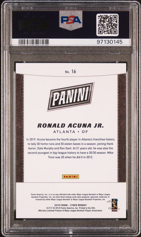 Ronald Acuna Jr 2019 Panini Cyber Monday Swirlorama  (PSA 10-Gem Mint) SSP 25/50 view 2