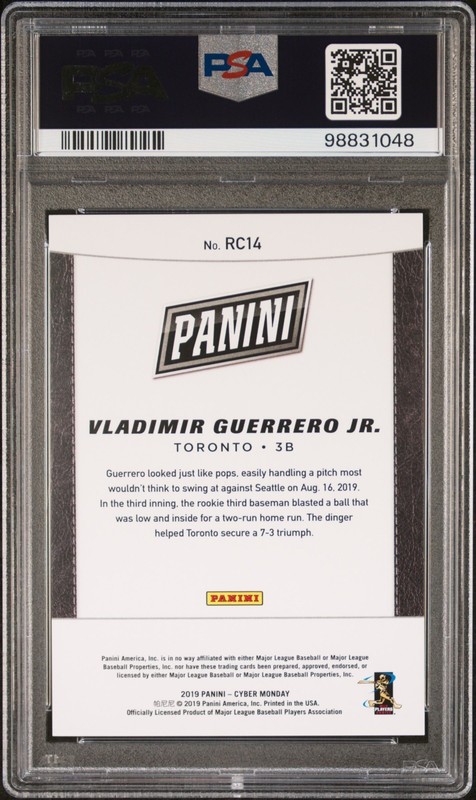 Vladimir Guerrero Jr 2019 Panini Cyber Monday Swirlorama PSA 10 Rookie-SSP 24/50 view 2