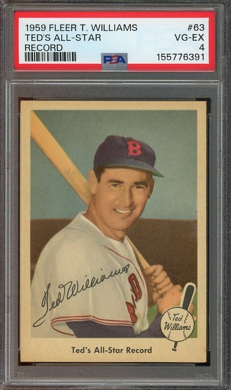 1959 Fleer T. Williams #63 Ted's All-Star VG-EX Record PSA 4 Red Sox 6391
