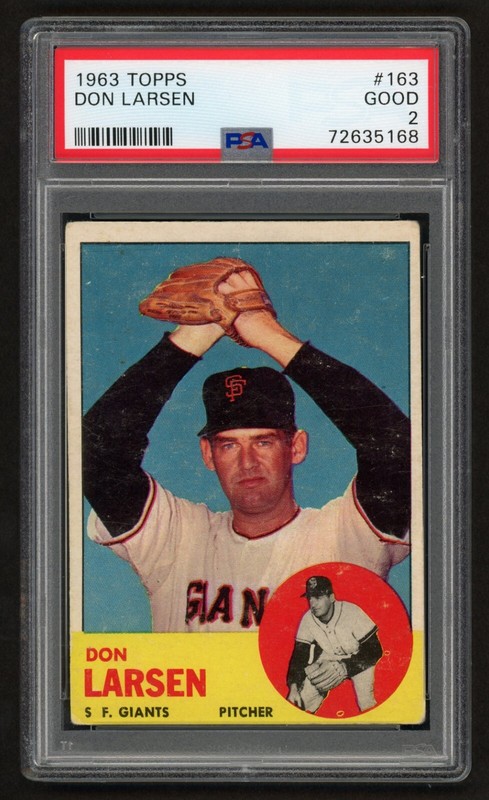 1963 TOPPS DON LARSEN #163 SAN FRANCISCO GIANTS VINTAGE PSA 2 GOOD