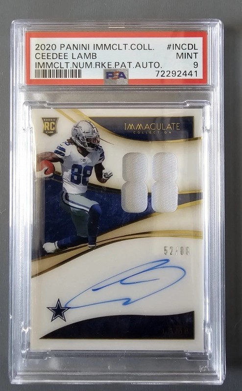 2020 CeeDee Lamb Panini Immaculate Numbers RPA Patch Auto /88 PSA 9 MINT Cowboys