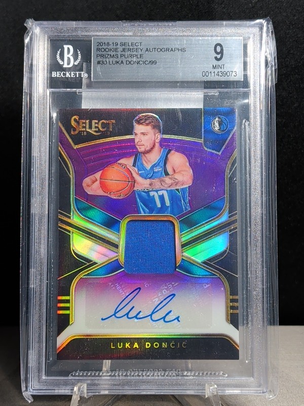 2018-19 Panini Select Luka Doncic RPA Rookie Jersey Auto Purple /99 RC BGS 8