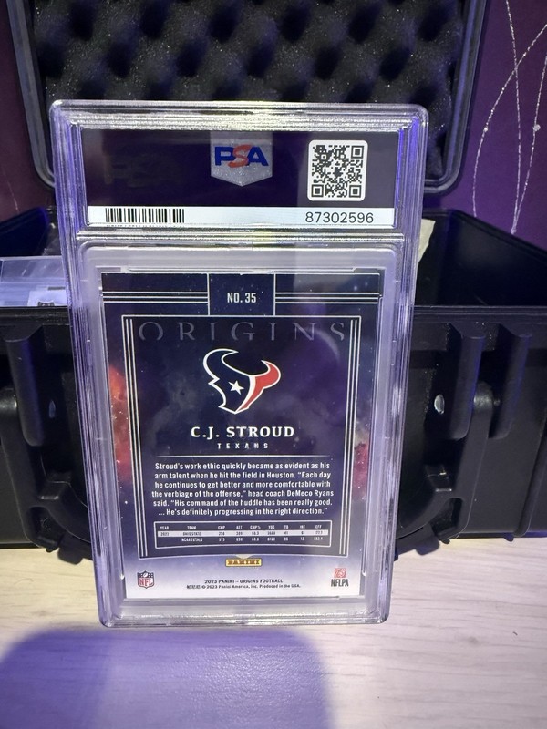Panini 2023 Origins C.J. Stroud Rookie Base #35 Houston Texans PSA 9 view 2