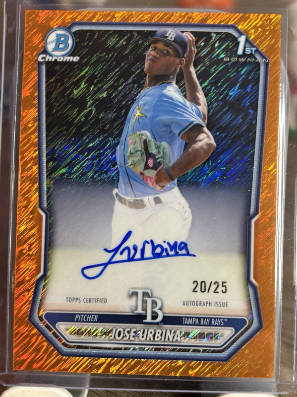 4 Card Lot 2026 Bowman Chrome Jose Urbina Auto Orange Shimmer Refractor 20/25