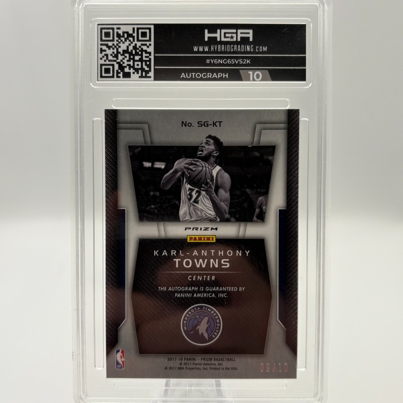 2017-18 Panini Prizm Gold #SG-KT Karl-Anthony Towns Auto 9/10 HGR 9.5 view 2