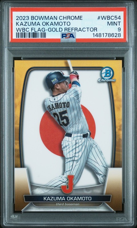 2023 Bowman Chrome Kazuma Okamoto WBC Glod /50 #WBC54 Toronto Blue Jays PSA 9 🔥