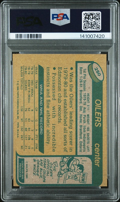 1980 Topps #250 Wayne Gretzky PSA 6 view 2