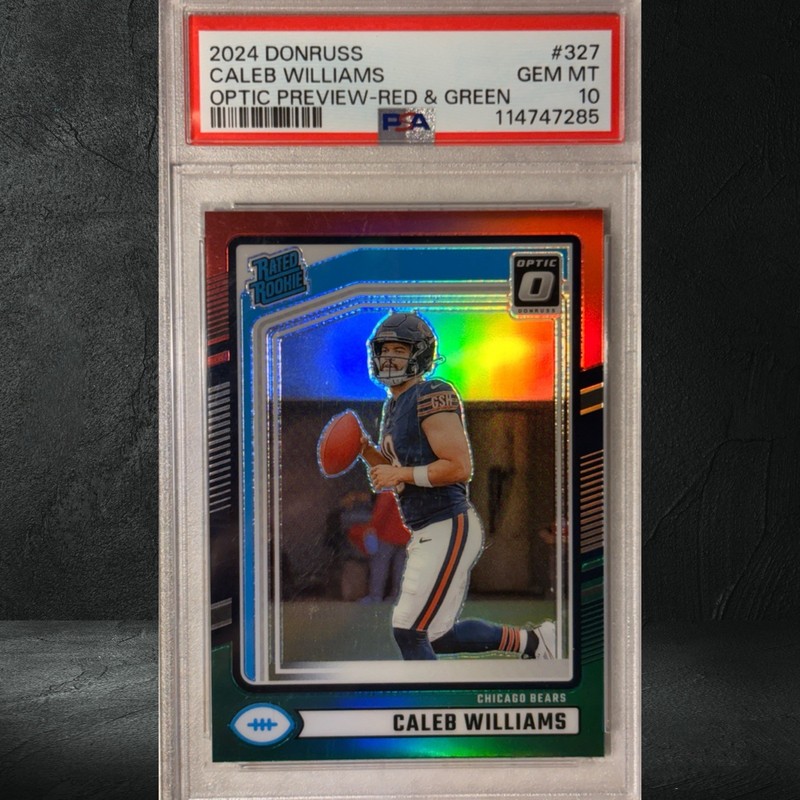 Caleb Williams 2024 Donruss Rated Rookie #327 Optic Preview Red Wave PSA 10