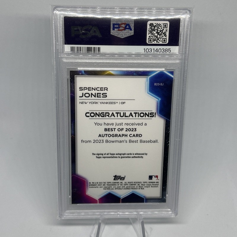 2023 Bowman's Best Best of 2023 Autographs Spencer Jones #B23-SJ Auto PSA 10 view 2