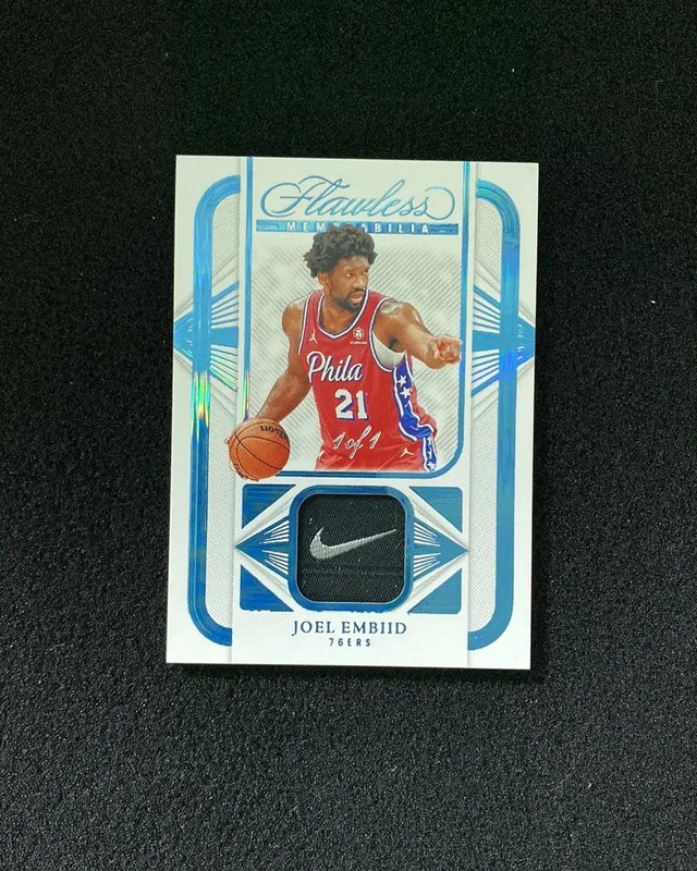 2023-24 Panini Flawless Platinum #FLM-EMB Joel Embiid Nike Logo Patch 1/1 JC22