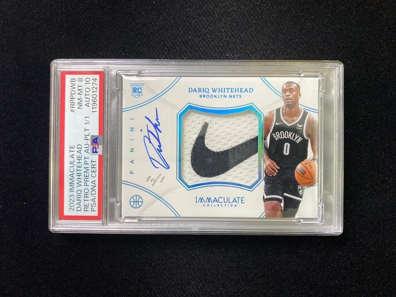 2023-24 Immaculate Dariq Whitehead RC Rookie Patch RPA 1/1 PSA 8 Auto 10 JC22