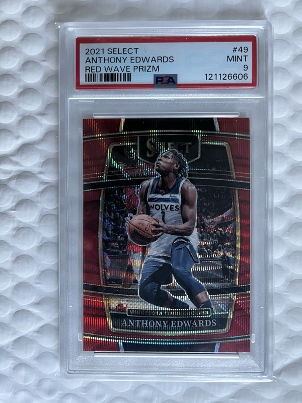 2021 Select Red Wave Prizm #49 Anthony Edwards #49 PSA 9