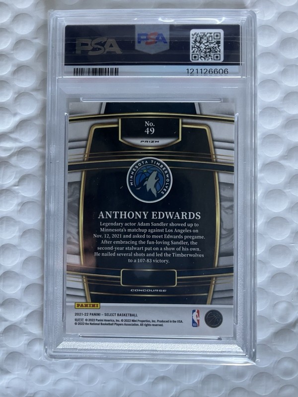 2021 Select Red Wave Prizm #49 Anthony Edwards #49 PSA 9 view 2