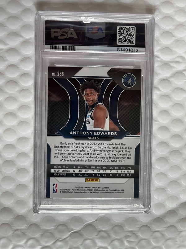 2020 Prizm #258 Anthony Edwards PSA 9 RC Rookie view 2