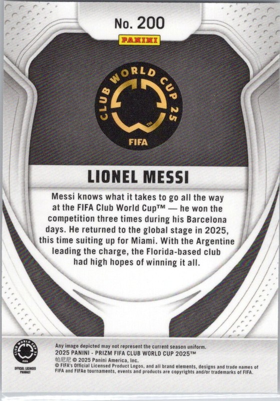 2025 Panini Prizm FIFA Club World Cup #200 Lionel Messi view 2