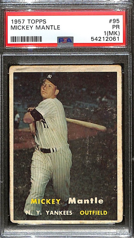 1957 Topps - Mickey Mantle #95 PSA 1 RARE New York Yankees Legend