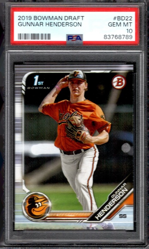 2019 Bowman Draft - Chrome Gunnar Henderson GEM MINT #BDC-22 (RC) PSA 10
