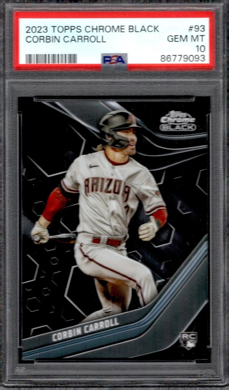 2023 Topps Chrome Black Corbin Carroll PSA 10 Rookie Base #93 Diamondbacks view 1