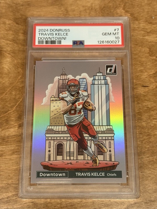 2024 Donruss Travis Kelce Downtown #7 PSA 10 GEM Case Hit