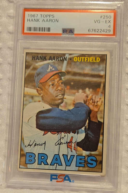1967 Topps Hank Aaron 250 Atlanta Braves Hall of Fame Vintage Card PSA 4 VGEX