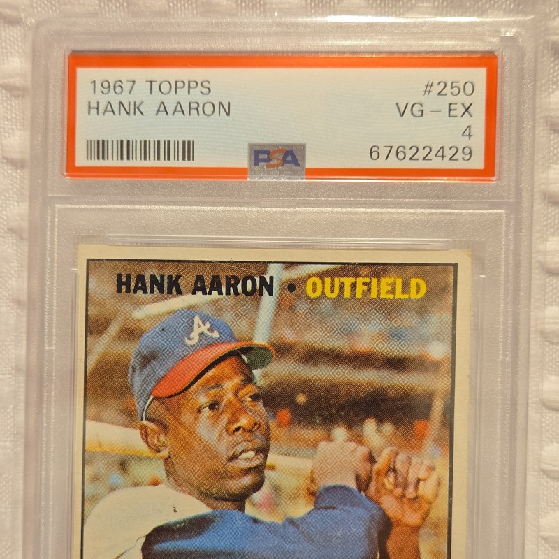 1967 Topps Hank Aaron 250 Atlanta Braves Hall of Fame Vintage Card PSA 4 VGEX view 2