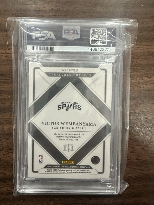 2024-25 National Treasures Victor Wembanyama Treasured Threads PSA 9 view 2