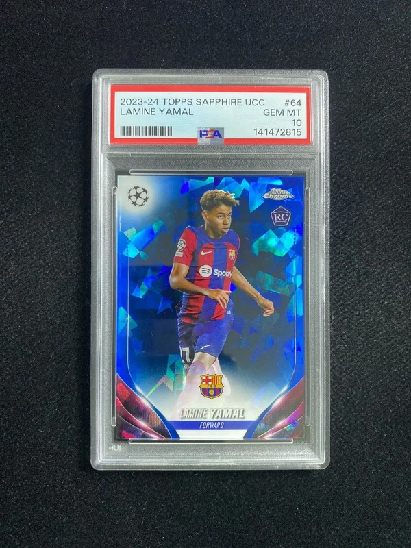 2023-24 Topps Chrome UEFA Sapphire #64 Lamine Yamal RC Rookie PSA 10 xxs JW62