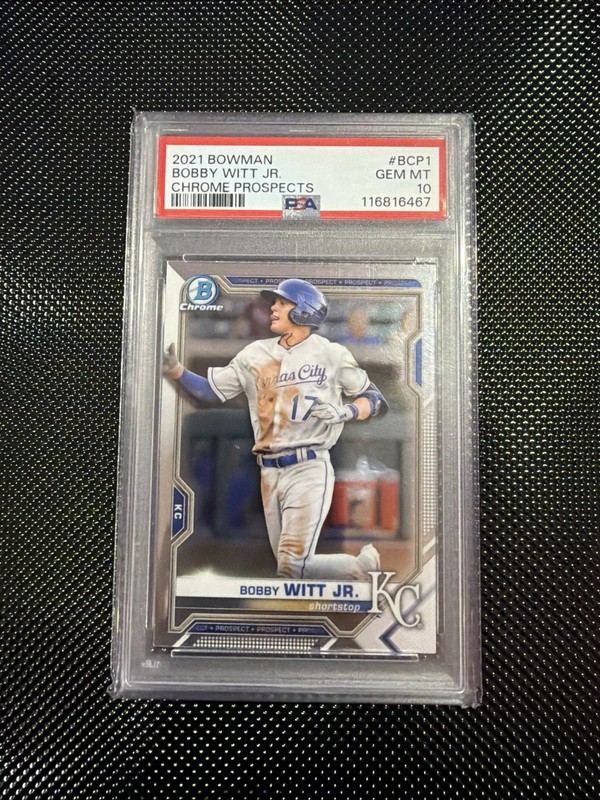 2021 BOWMAN CHROME PROSPECTS BOBBY WITT JR ROOKIE CARD PSA 10 GEM ROYALS