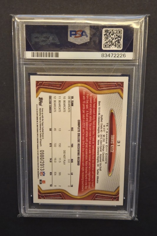 2013 Topps Travis Kelce Gold RC /2013 #31 PSA 9 Chiefs  view 2