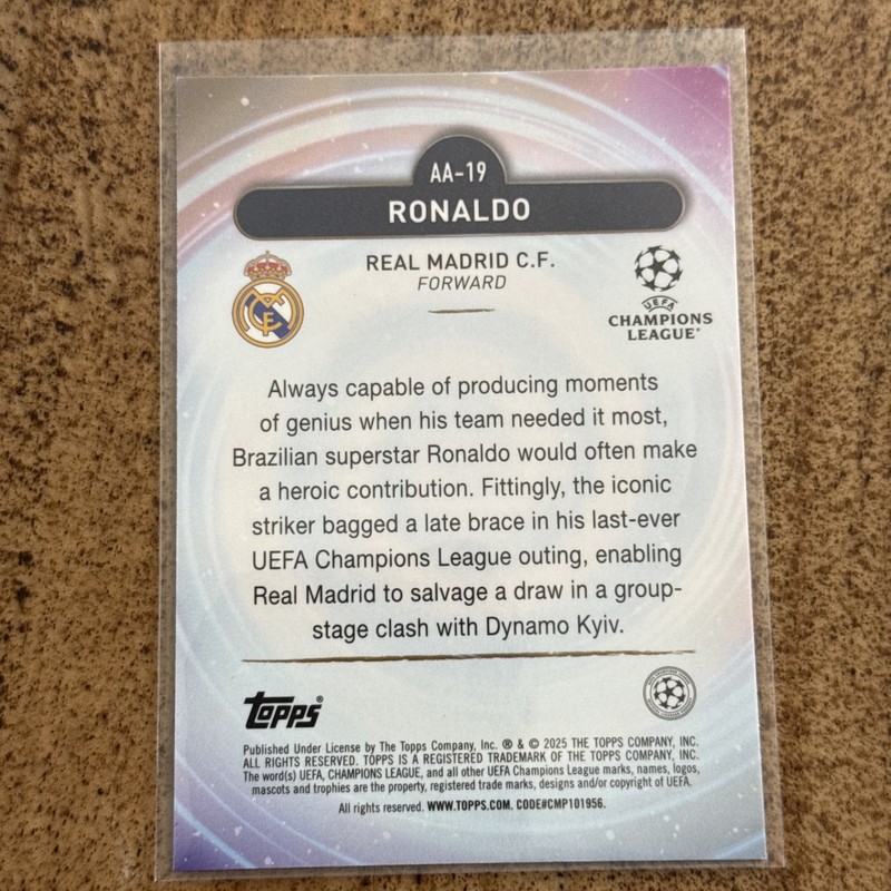 Ronaldo 2024-25 Topps Merlin UCC Ageless Alchemy #AA-19 view 2