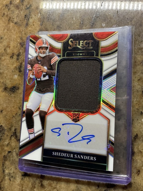 SHEDEUR SANDERS RPA 2025 Select Jumbo Rookie Swatch White Prizm Patch Auto #/75