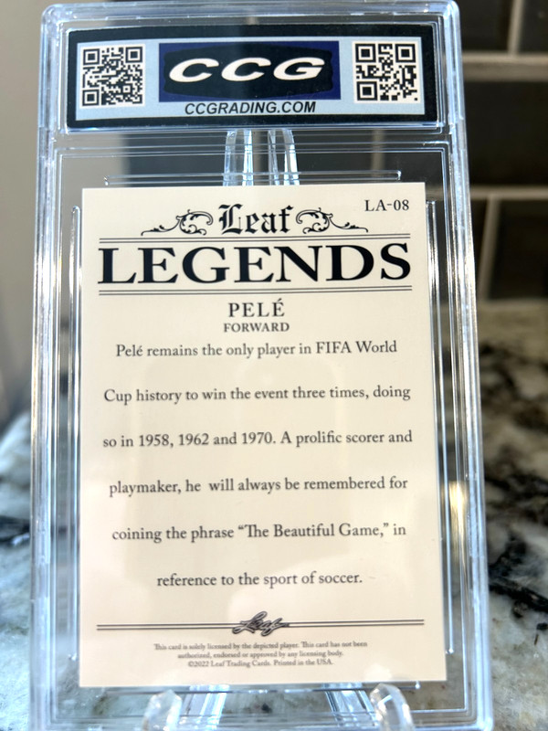 2022 Leaf Pele Legends Achievements #LA-08 Graded 10 gem mint view 2