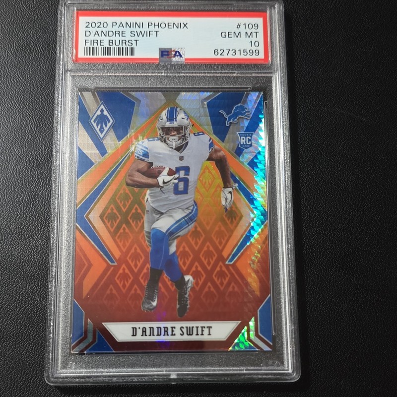 2020 Panini Phoenix D'Andre Swift #109 Fire Burst Rookie PSA 10