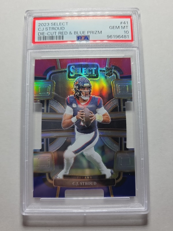 Panini Select Concourse Red & Blue Prizm Die-Cut Rookie C.J. Stroud #41 PSA 10