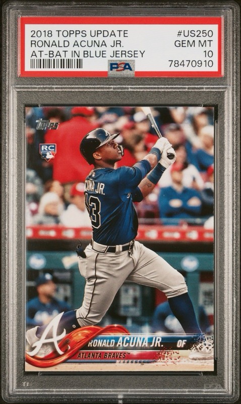 2018 Topps Update #US250 Ronald Acuna Jr RC At-Bat Blue Jersey PSA 10 GEM MT 💎