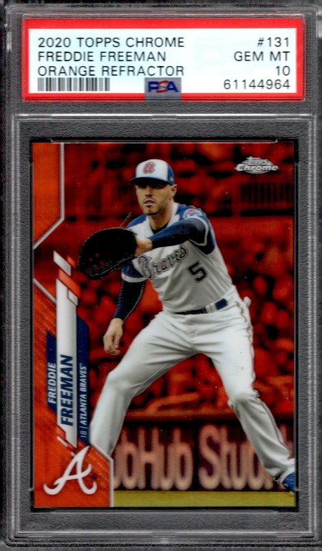 2020 Topps Chrome Freddie Freeman #131 Orange Refractor #/25 PSA 10 SUPER CLEAN